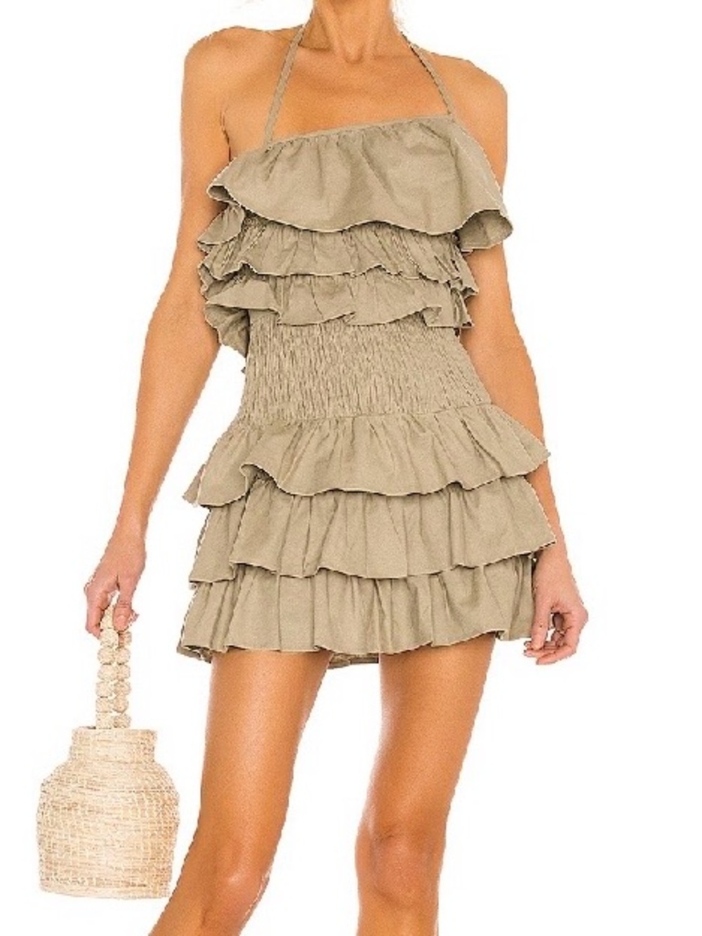 Tularosa Rory Dress Sage Green Women’s size M Linen Cotton Ruffles Feminine